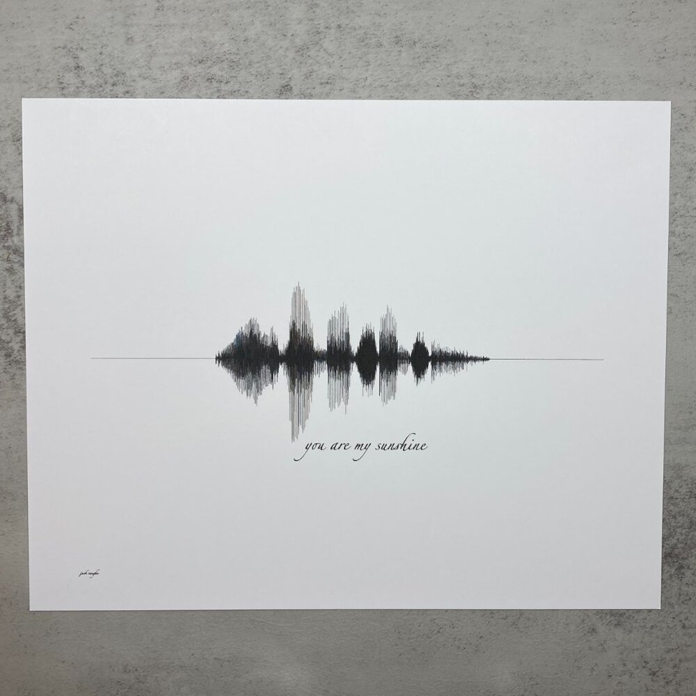 NEW You Are My Sunshine Soundwave Wall Art Print 8x10in Black White Minimalist